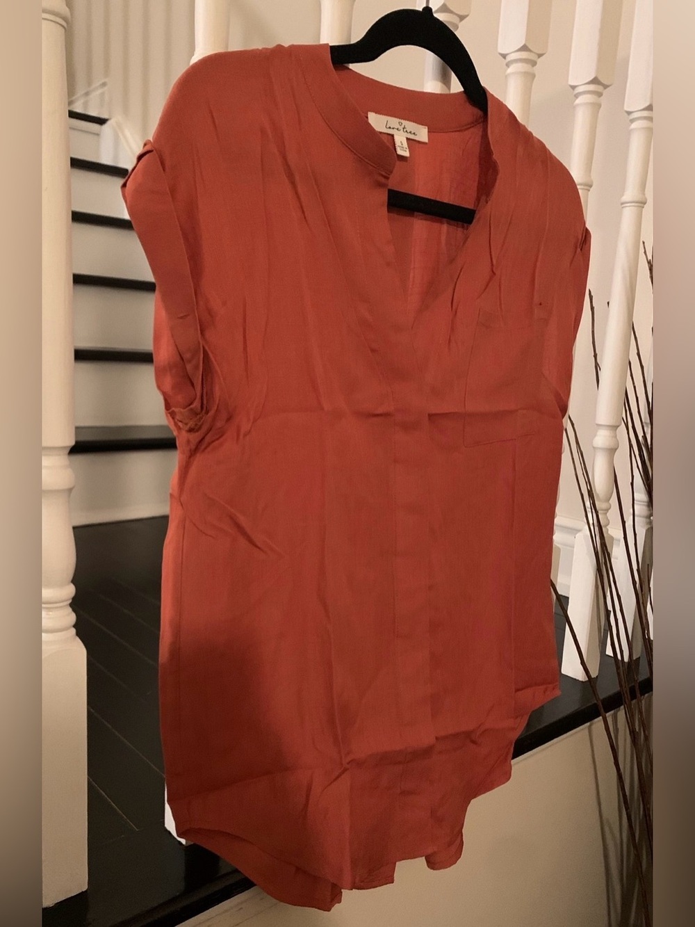 Rust Orange V-Neck Tunic
